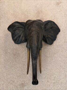 Hobby Lobby Black Elephant Head Wall Hook with Gold Tusks